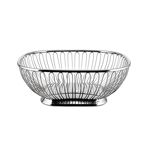 Alessi 845 Drahtkorb, viereckig aus Edelstahl, Silber, 4.5 x 24 x 4.5 cm