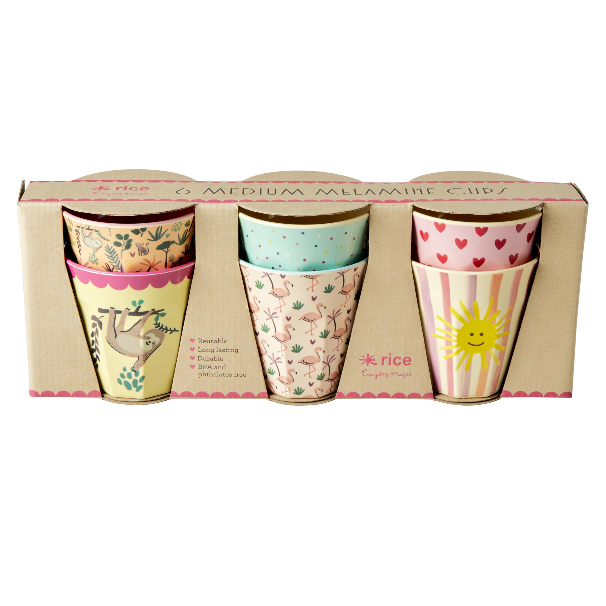 Medium Melamin Becher - Multi - 6er Pack