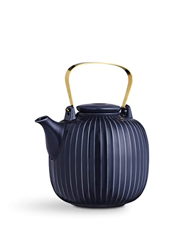 Kähler Teekanne 1,2 l Hammershøi legendäres Design Zeitlos für Tee, blau
