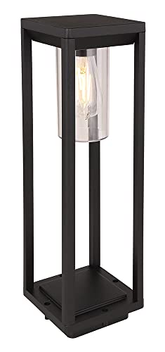 Globo Candela Sockelleuchte schwarz matt, klar E27 dimmbar 15x15x50cm