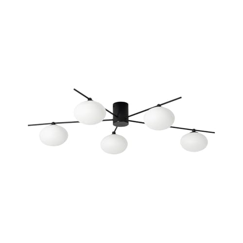 Lindby Deckenlampe Valisa in Schwarz aus Glas (5 flammig, G9) - Deckenleuchte Lampe Wohnzimmerleuchte