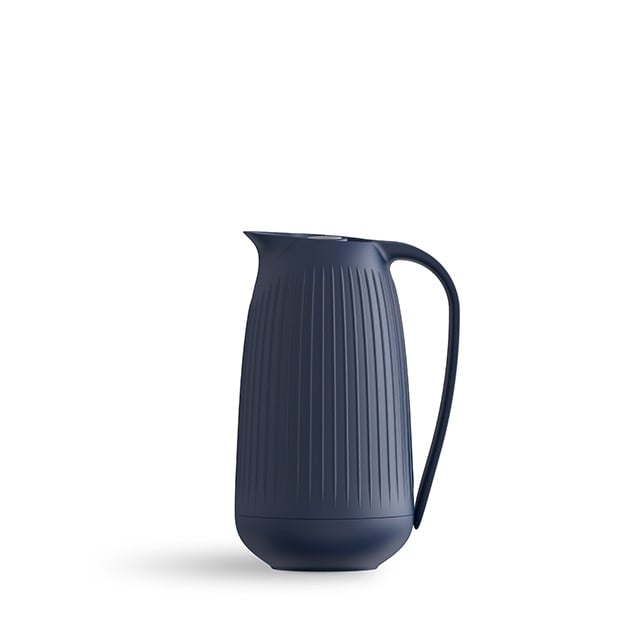 Kähler Isolierkanne 1,0 l Hammershøi Tastenfunktion für Tee und Kaffee, blau