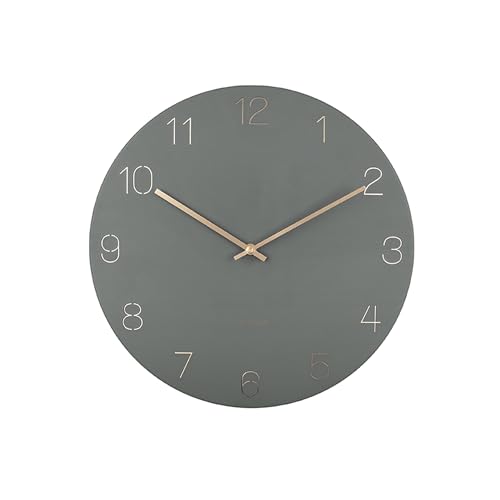 Wall Clock Charm Engraved Numbers Jungle Green D. 40cm, H. 3,5cm, Excl. 1 AA Battery