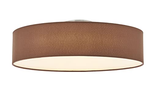 Lindby Textil Deckenleuchte rund 50 cm, Deckenlampe Stoff braun 3x E27 max. 11W ohne Leuchtmittel Schlafzimmerlampe Wohnzimmerlampe Textillampe