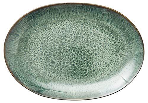 Zone Denmark BITZ Servierplatte aus Steinzeug, oval 36 x 25 cm Schwarz/Grün