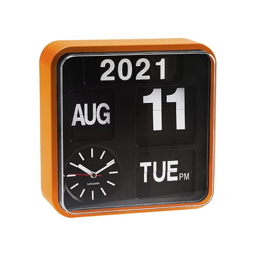 KARLSSON KA5364OR Wanduhr Mini Flip orange, Ziffernblatt schwarz