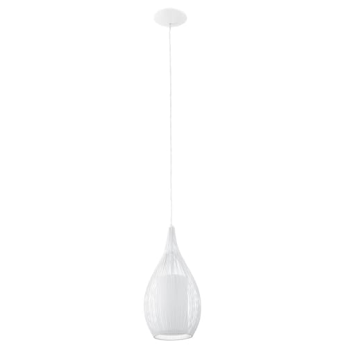EGLO Pendellampe Razoni, 1 flammige e Pendelleuchte, Material: Stahl, Glas: satiniert, Farbe: Weiß, Fassung: E27