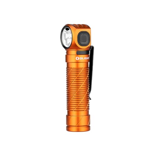 OLIGHT Perun 3 Taschenlampe mit 3000 Lumen, 5 Modi, weiße und rote LED, elastisches Kopfband (Orange)