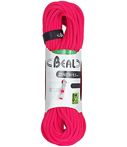 Beal Zenith 9.5mm 50m Pink - Leichtes leistungsorientiertes Kletterseil, 50m, Größe 50 m - Farbe Solid Pink