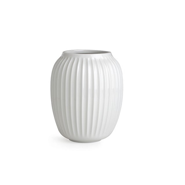 Kähler Vase H21 cm Hammershøi dänisches Design für Blumen Handarbeit, Weiss