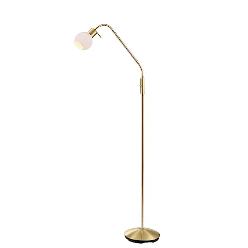 Lindby Stehlampe verstellbarer Glas Leuchtkopf, Standleuchte messing 1x E14 max. 10W ohne Leuchtmittel Stehleuchte Standlampe Wohnzimmerlampe