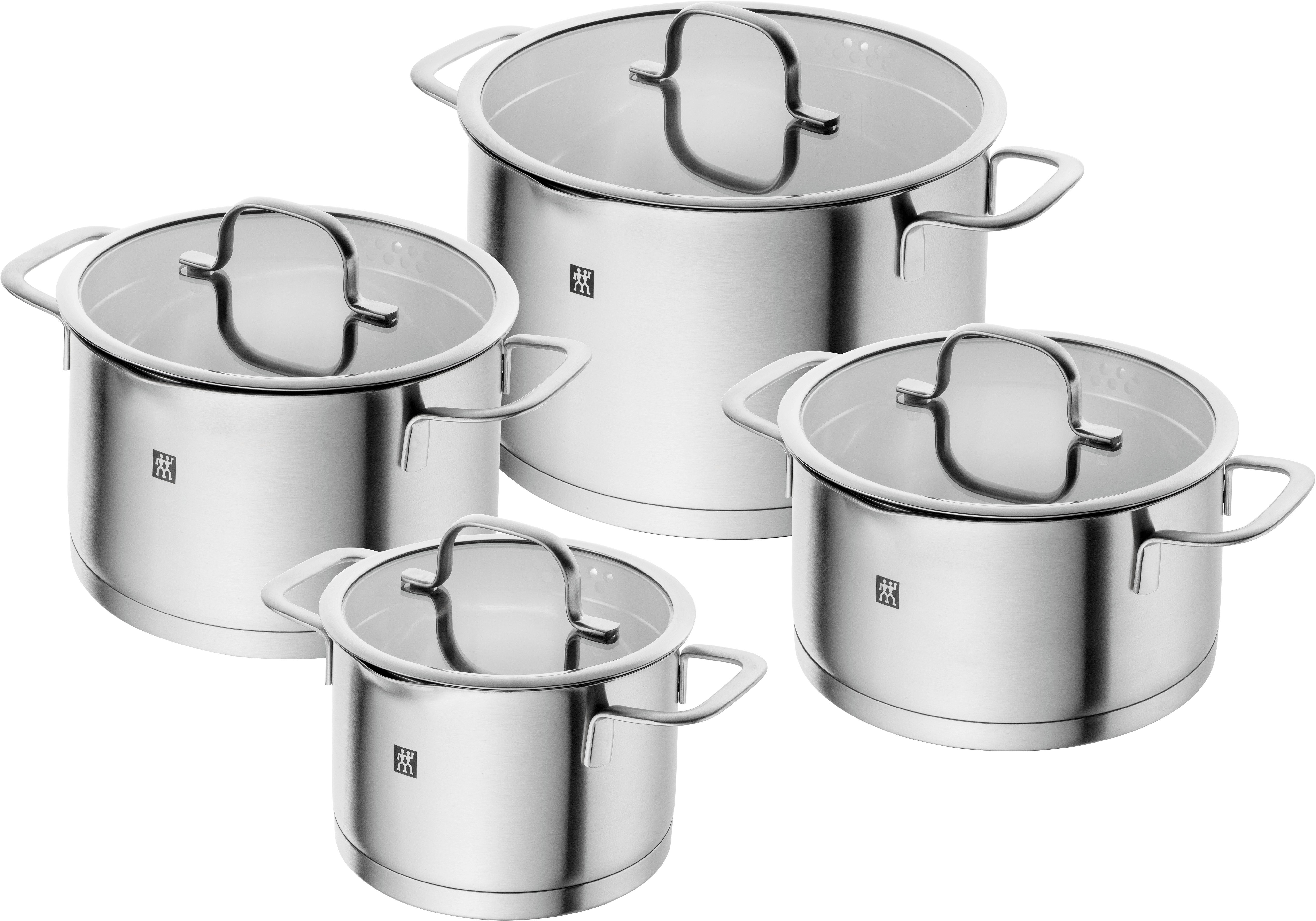 ZWILLING TrueFlow Kochtopfset, 4-teilig, Mit Ausgießfunktion, Induktionsgeeignet, Edelstahl, Silber