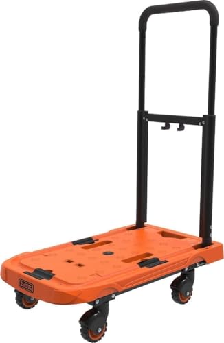 Black+Decker Faltbarer Rollwagen - Transportwagen - Max. 90 KG - Höhenverstellbarer Griff - 61.4 x 37x3 x 89.4 cm - Orange
