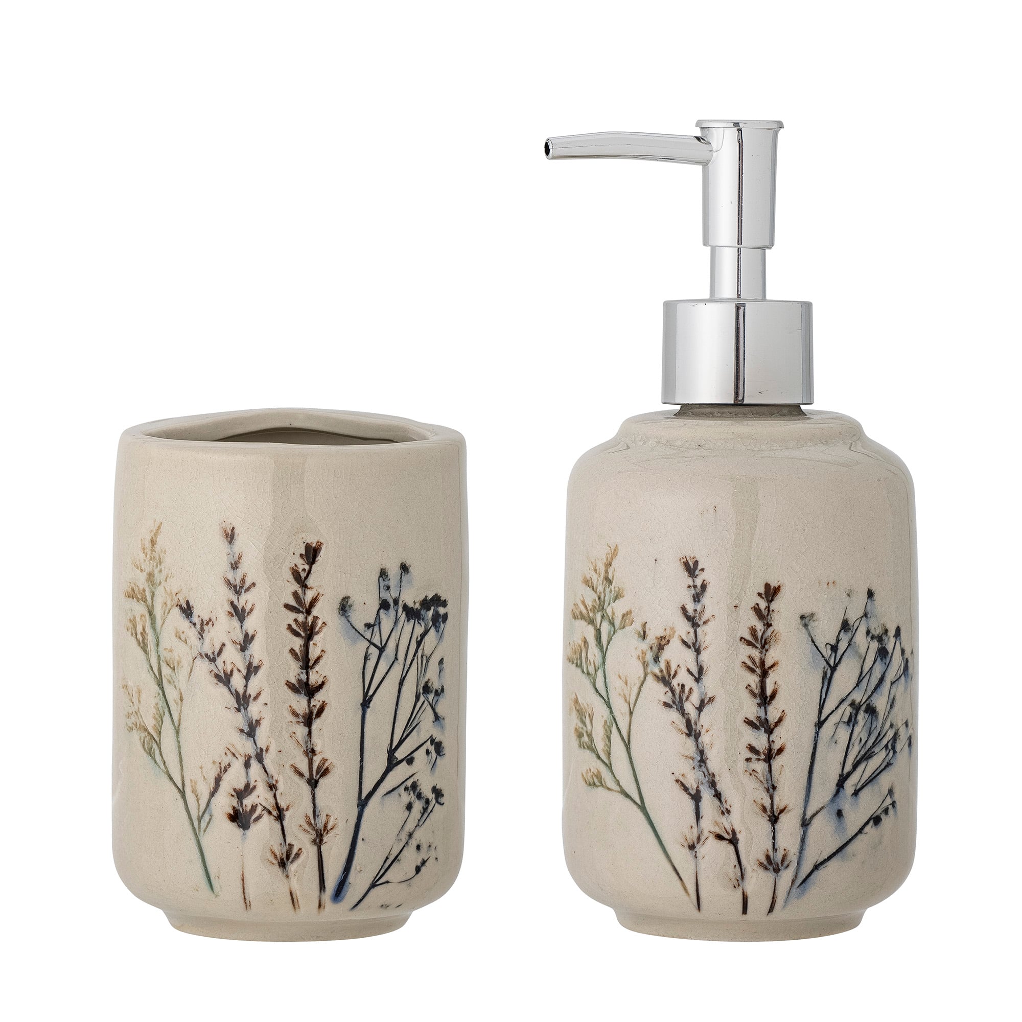 Bloomingville Bea Sefenspender und Becher Set aus Steingut 350ml, 400ml, 82055045