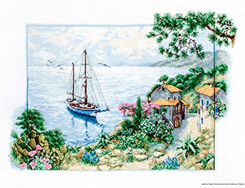 Luca-S B2343 Seelandschaft Kreuzstichset, Baumwolle, mehrfarbig, 38,5x28cm