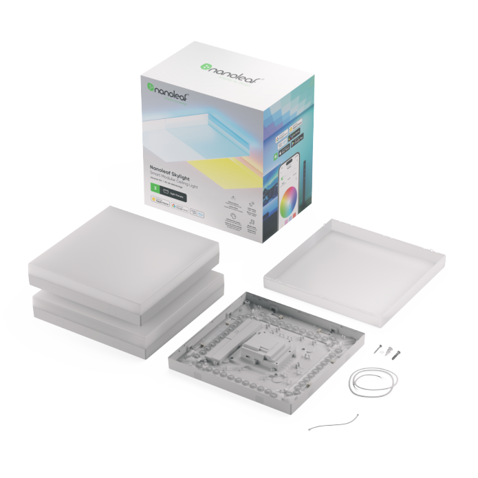 nanoleaf Skylight Starter Kit, 3 LED RGBCW Smarte Deckenleuchten - Modulare WLAN LED Deckenlampen, 16 Mio. Farben, Dimmbar, Musik & Bildschirm Sync, Funktioniert mit Apple Home Alexa Google