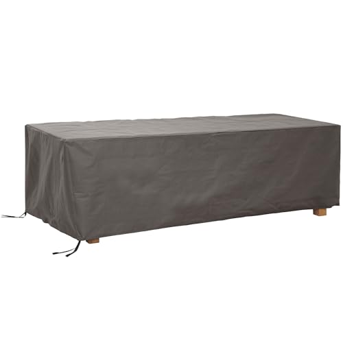 Perel Schutzhülle für Tische bis zu 240 cm, Abdeckplane, Abdeckhülle Garten, Möbel Abdeckung, Schutz Gartenmöbel, Winterabdeckung, grau, rechteckig, 245 cm x 105 cm x 75 cm