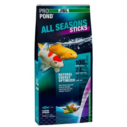 JBL Ganzjahresfutter für Koi, Schwimmende Futtersticks, Saisonfutter, ProPond All Seasons, Größe M, 5,8 kg