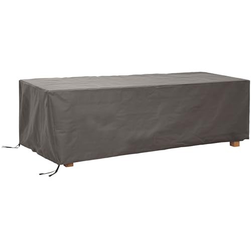 Perel Schutzhülle für Tische bis zu 300 cm, Abdeckplane, Abdeckhülle Garten, Möbel Abdeckung, Schutz Gartenmöbel, Winterabdeckung, grau, rechteckig, 305 x 110 x 75 cm
