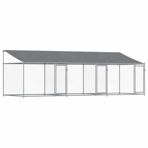 vidaXL Hundezwinger mit Dach und Türen Grau 6x2x2 m Verzinkter Stahl