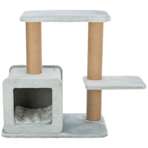 TRIXIE Kratzbaum Elena 83 cm in grau – Kleiner & Schlichter Katzenbaum mit gemütlicher Höhle, komfortabel & stabil – 48115