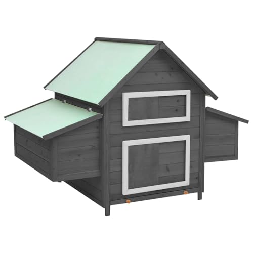 vidaXL Tanne Hühnerstall Grau Weiß 150x96x110cm Hühnervoliere Hühnerhaus