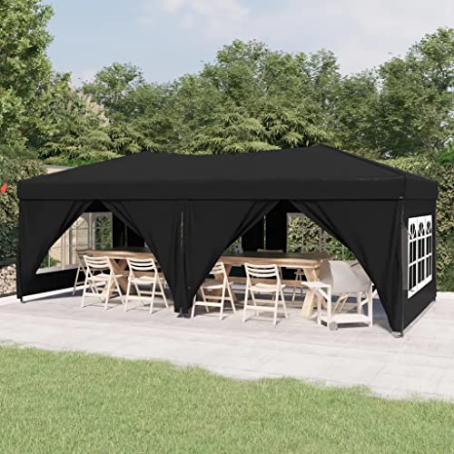 vidaXL Partyzelt Faltbar mit Seitenwänden Schwarz 3x6 m