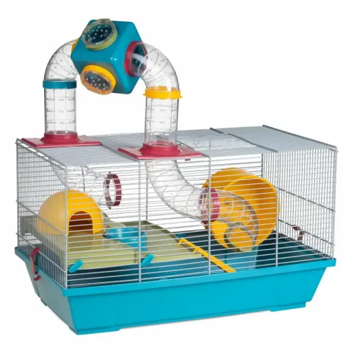 Voltrega Sancha Hamsterkäfig mit Röhren, 50½ x 28 x 32 cm, weiß/grün