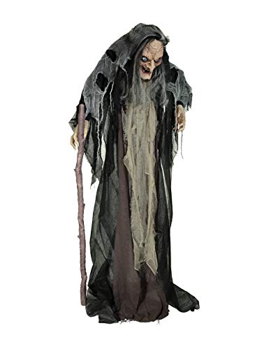 EUROPALMS Halloween Hexe Nahema, 160cm | Animerte Standfigur mit LED-Augen