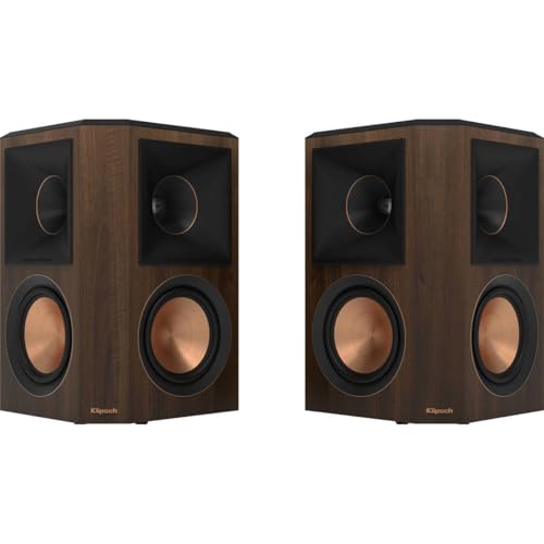 klipsch Reference Premiere RP-502S II Surround Sound Speaker Pair with Wall Mounting Options & an Updated Tractrix Horn with 5.25" Cerametallic Woofers for Movie Theater-Level Sound in Walnuss