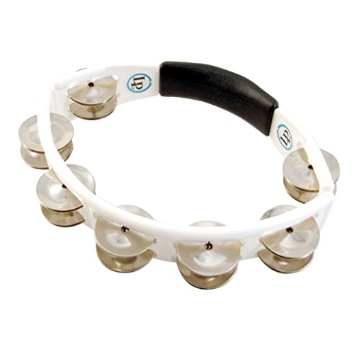 LP Latin Percussion LP861504 Tambourin Cyclop Handmodell weiß Stahlschellen zweireihig