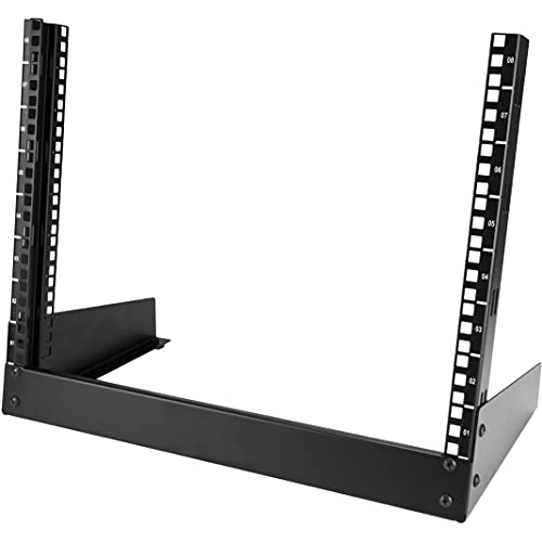 StarTech.com 8HE Netzwerkschrank mit offenem Rahmen - 19" 2 Pfosten Freistehendes Tisch Rack für Computer, Server, AV, Medien, IT & Daten Geräte (RK8OD)