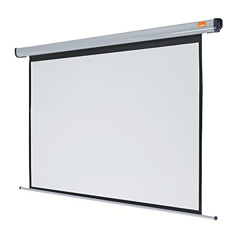 Nobo Ultra Elektrische Beamer-Leinwand, Projektorleinwand mit brillant weißer Oberfläche, mit Fernbedienung, 1600 x 1200 mm, 1901971