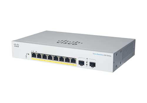 Cisco Business CBS220-8T-E-2G Smart Switch | 8 GE-Ports | 2x1G Small Form-Factor Pluggable (SFP) | 3 Jahre eingeschränkte Hardwaregarantie (CBS220-8T-E-2G-EU)