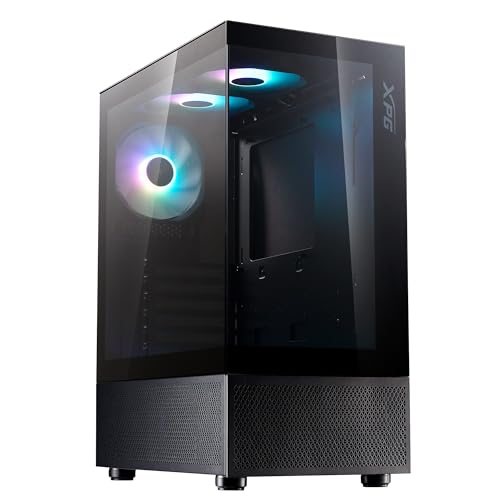XPG Invader X Mini Black ATX Mid Tower PC Case with 5 X ARGB Fans(4 x Reversed Fans + 1 x Regular Fan), VGA Support Upto 330mm, CPU Cooler Support Upto 166mm - INVADERXMINIMT-BKCWW