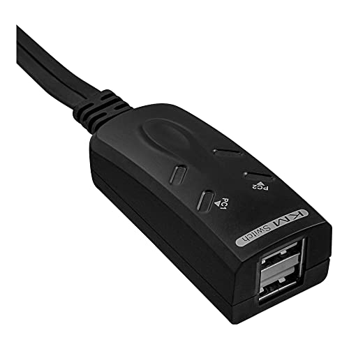 InLine 60603I USB KM-Umschalter, 2 PCs, für Tastatur, Maus, mit Maus-Transfer zwischen den Monitoren