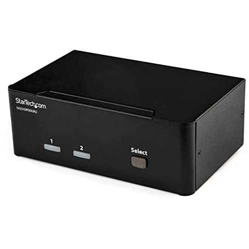 StarTech.com 2 Port DisplayPort Dual Monitor KVM Switch - DisplayPort KVM - 4K 60 Hz, Schwarz