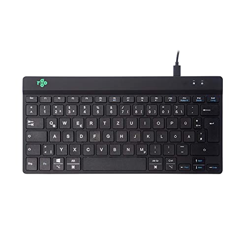 R-Go Tools Break Tastatur, Deutsches QWERTZ Layout, Mini Tastatur ohne nummernblock, Mit Pausenanzeige, Ergonomische compact Design, USB Kabelgebunden, Schwarz