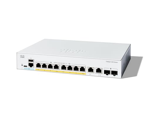 Cisco Catalyst 1200-8P-E-2G-Smart-Switch, 8-Port-GE, PoE, EXT. PS, 2 x 1-GE-Kombi, eingeschränkter Lebenszeitschutz (C1200-8P-E-2G)