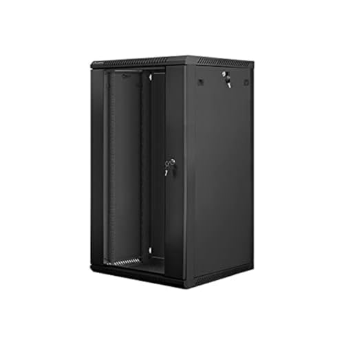 Lanberg Wall-Mounted Installation Rack Cabinet 19'' 22U 600x600mm Black (Glass Door)