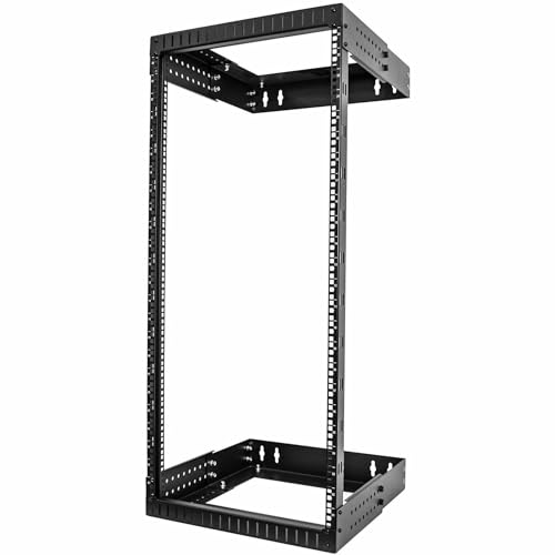 StarTech.com 2-Pfosten 24HE Heavy-Duty Wandmontage Netzwerk-Rack, 19" Open Frame Server Rack mit Einstellbarer Tiefe, Wandmontage Daten-Rack für IT/AV/Patch Panele/Computer (RACK-24U-20-WALL-OA)