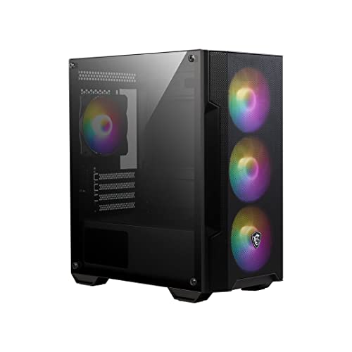 MSI MAG FORGE M100A Mini-Tower PC Gehäuse - unterstützt Micro-ATX & Mini-ITX, Mesh-Front, 4x 120mm Auto RGB Lüfter, Magnetischer Staubfilter, USB 3.2 Gen 1 Typ-A