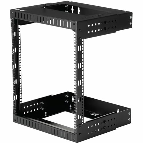 StarTech.com 2-Pfosten 12HE Heavy-Duty Wandmontage Netzwerk-Rack, 19" Open Frame Server Rack mit Einstellbarer Tiefe, Wandmontage Daten-Rack für IT/AV/Patch Panele/Computer-Ausrüstung (RK12WALLOA)