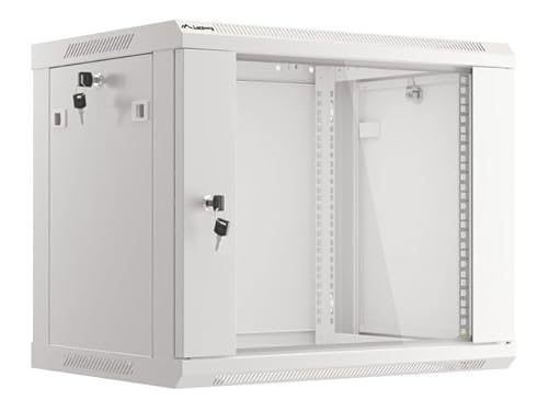 Lanberg Wall-Mounted Installation Rack Cabinet 19'' 9U 600x450mm Gray (Glass Door)