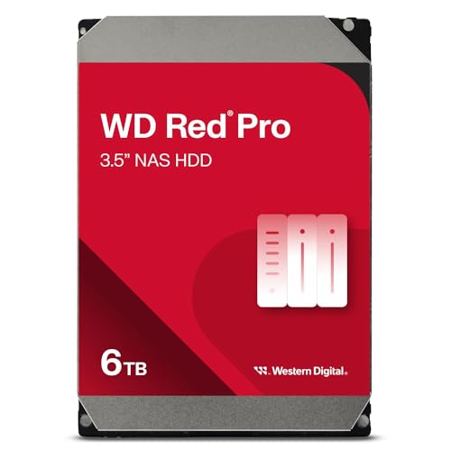 WD Red Pro 6TB NAS 3,5" Interne Festplatte – 7200 RPM Klasse, SATA 6Gb/s, CMR, 256MB Cache