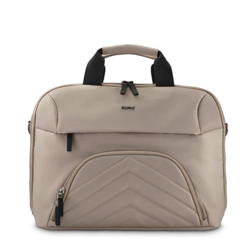 Hama Laptoptasche für 13,3-14,1 Zoll (leichte Businesstasche als Umhängetasche oder Tragetasche, Notebooktasche mit zwei Vordertaschen und Organizer, Innenfach, Tabletfach, gepolstert) beige