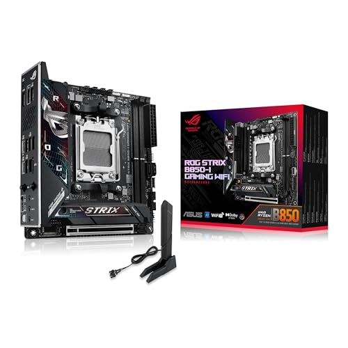ASUS ROG Strix B850-I Gaming WiFi Mainboard Sockel AMD AM5 (AMD B850, Mini-ITX, DDR5 Speicher, PCIe 5.0, WiFi 7, 2X M.2, Aura Sync)