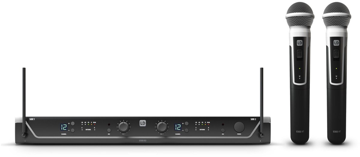 LD Systems U308 HHD2 Dual Vocal Wireless System, 863 - 865 MHz + 823 - 832 MHz