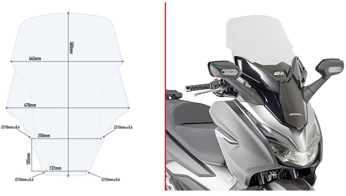 GIVI Windshield, for motorcycles and scooters, D1166ST Tall transparent
