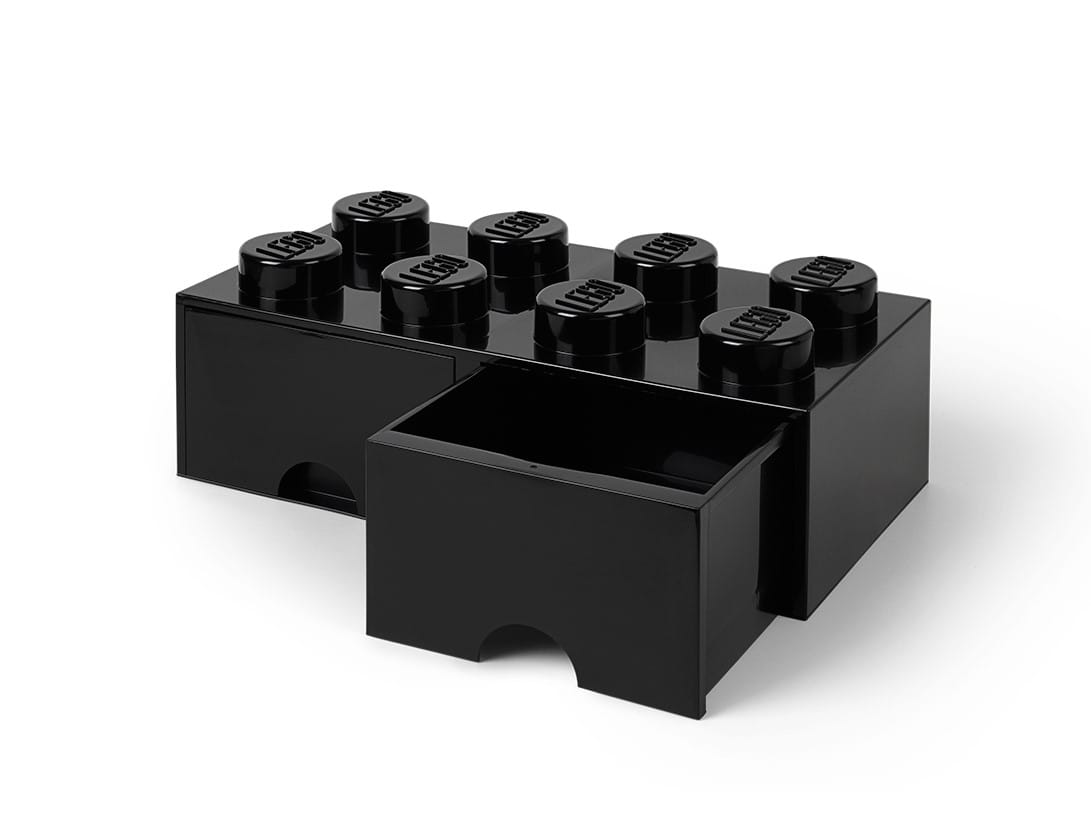 LEGO Aufbewahrungsstein mit 8 Noppen und Schubfächern in Schwarz